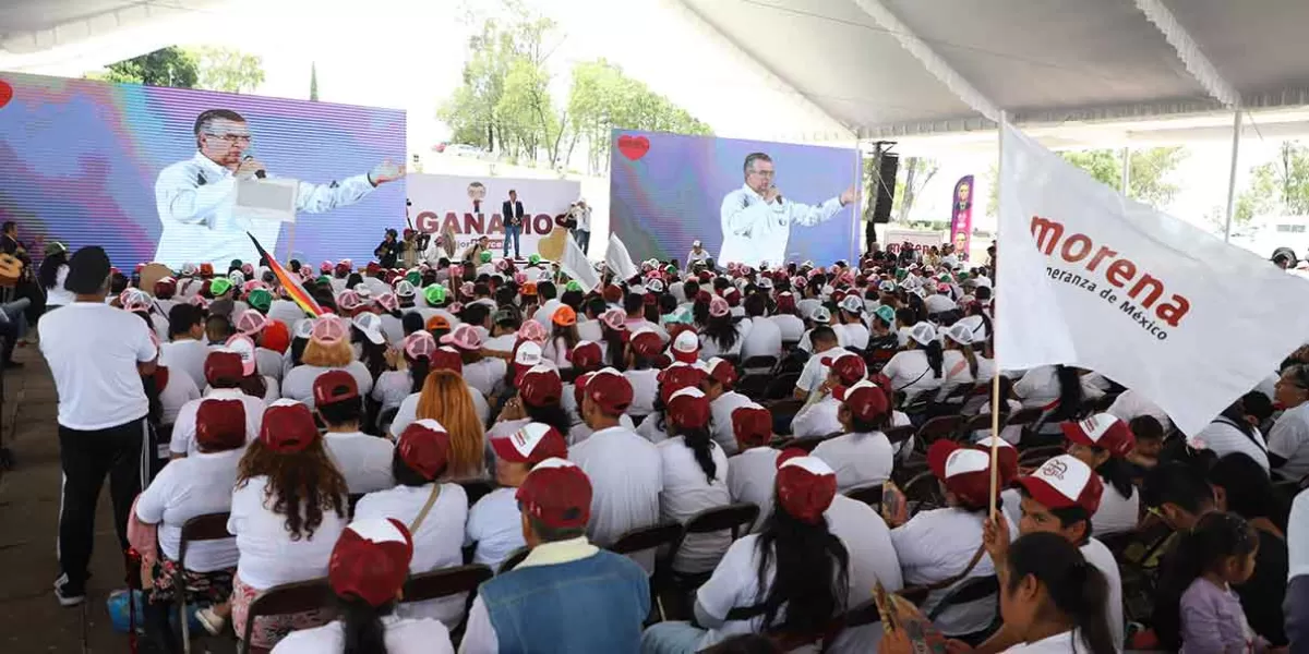 En Puebla, Marcelo Ebrard pide voto para encabezar el Comité por la Defensa de la 4T 