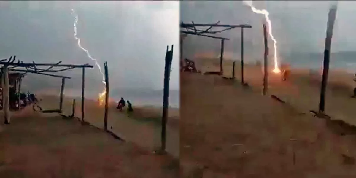 Cae rayo en playas de Michoacán y mat4 a dos personas