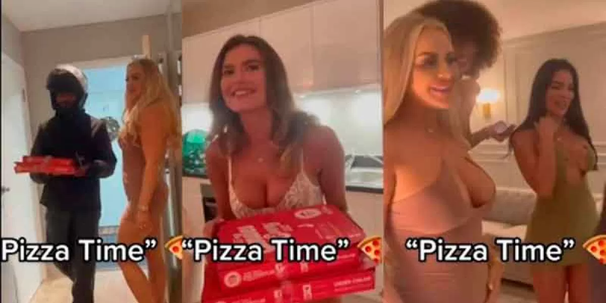 VIDEO. Modelos reciben a repartidor de pizza en ropa interior; las llaman acosadoras
