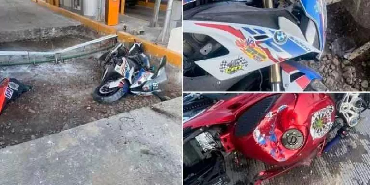 VIDEO. 2 bikers que quisieron pasar sin pagar la caseta de Tlalpan y terminan accidentados