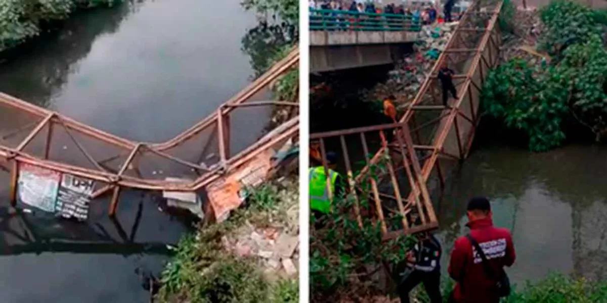 VIDEO. Se colapsa puente peatonal entre Neza y Chimalhuacán; hay 13 heridos