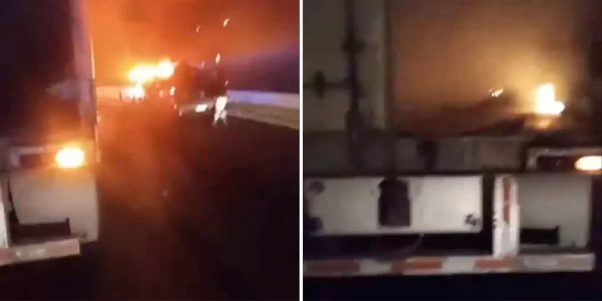 VIDEO. DELINCUENCIA NO PARA; ahora utilizan B0MB4S MOLOTOV para asaltar a trailer en Puebla 