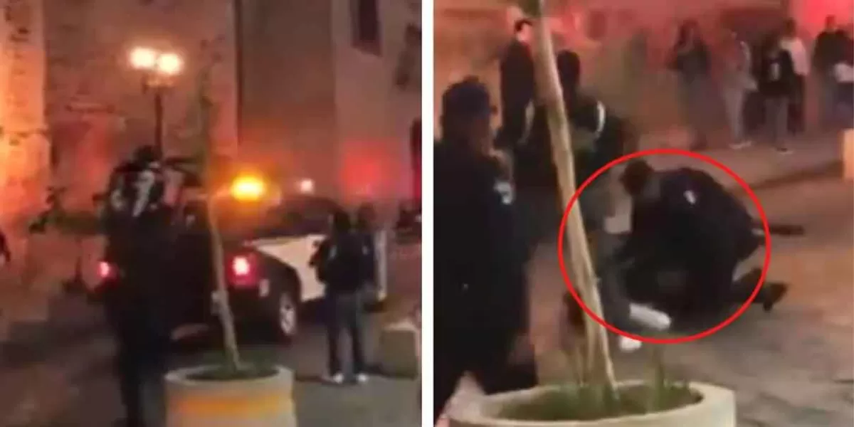 VIDEO. Policía cae de patrulla y lo dejan abandonado sus compañeros