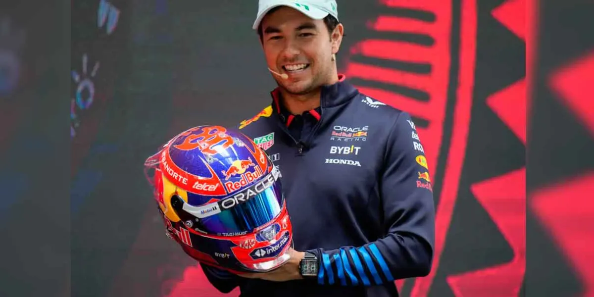 Checo Pérez se prepara para el GP y presenta su casco con motivos a la lucha libre 