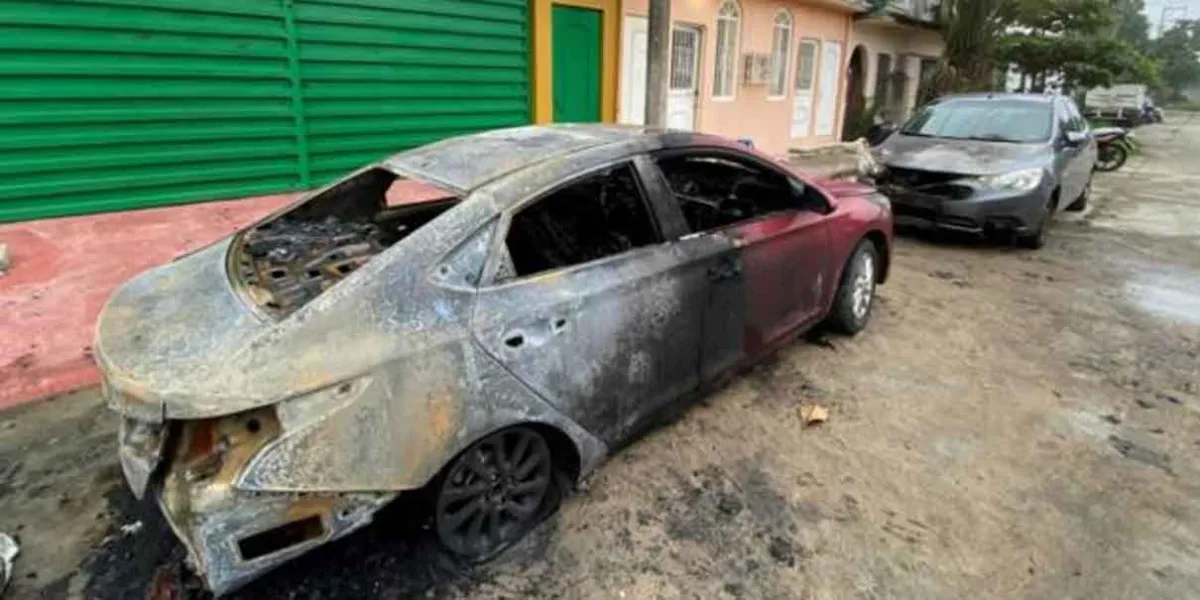 Quema de autos en Tabasco por captura de líder de “La Barredora” en Puebla