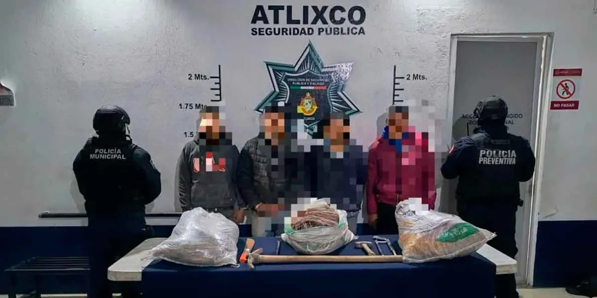 Caen cuatro ladrones de cables en Atlixco