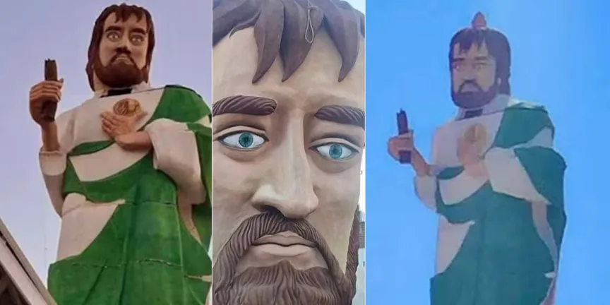 Memes y críticas surgen por la escultura gigante de San Judas Tadeo