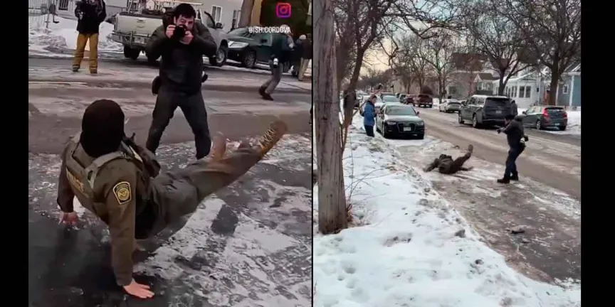 Viral caída de ICE en Minnesota coincide con tensión nacional por uso de fuerza letal en operativos