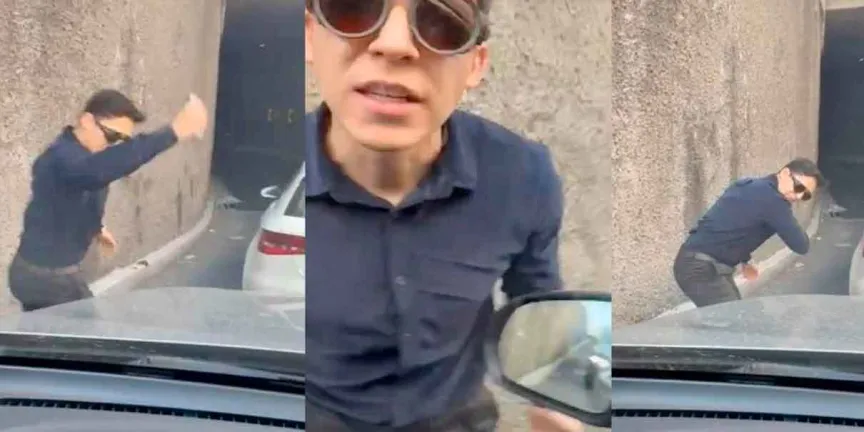 VIDEO. Así de agresivo se puso “Lord Berrinches” en Cuajimalpa por no dejarlo colarse a la fila 