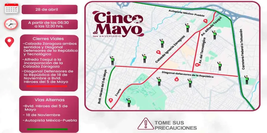 CIERRES VIALES en la ciudad por el ensayo del desfile del 5 de Mayo