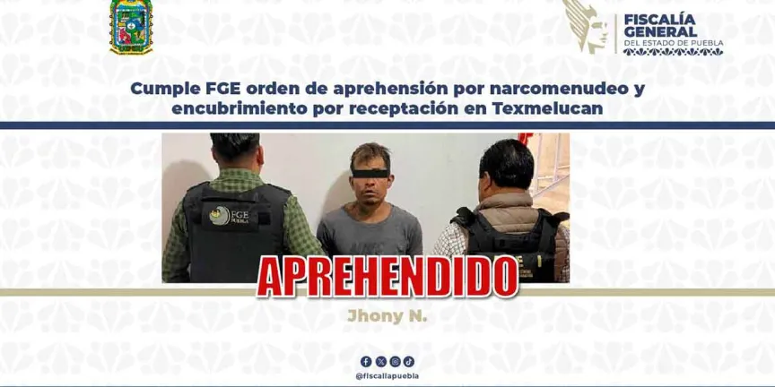 Aprehenden a hombre por delitos contra la salud en Texmelucan