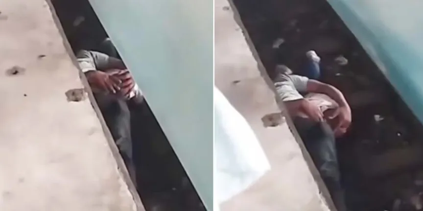 Lo arriesga todo, padre se tira a las vías y salva a su hijo del tren
