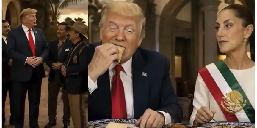 Trump publica video de IA comiendo tacos con Sheinbaum en medio de tensiones con republicanos