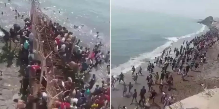 Caos en Ceuta por miles de migrantes que cruzan desde Marruecos
