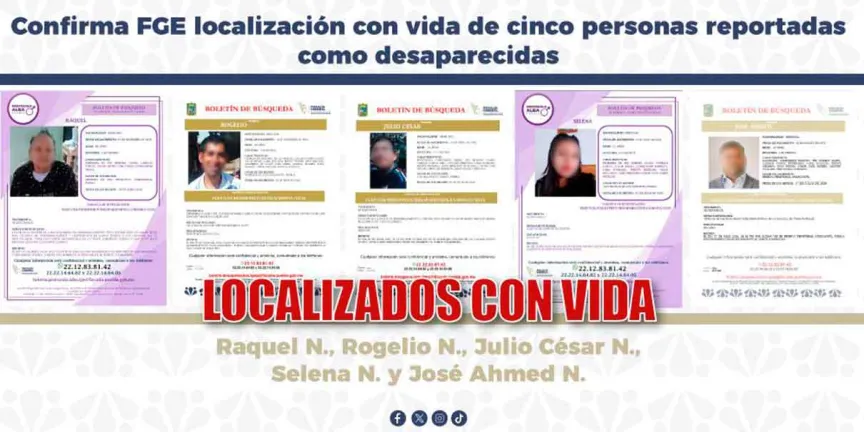 Localizan sanas y salvas a cinco personas en Puebla