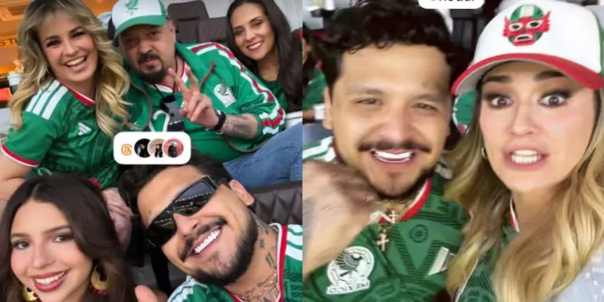 María José aparece con Nodal y Ángela Aguilar en el México vs Ecuador; aficionados le cantan ‘Prefiero ser su amante’