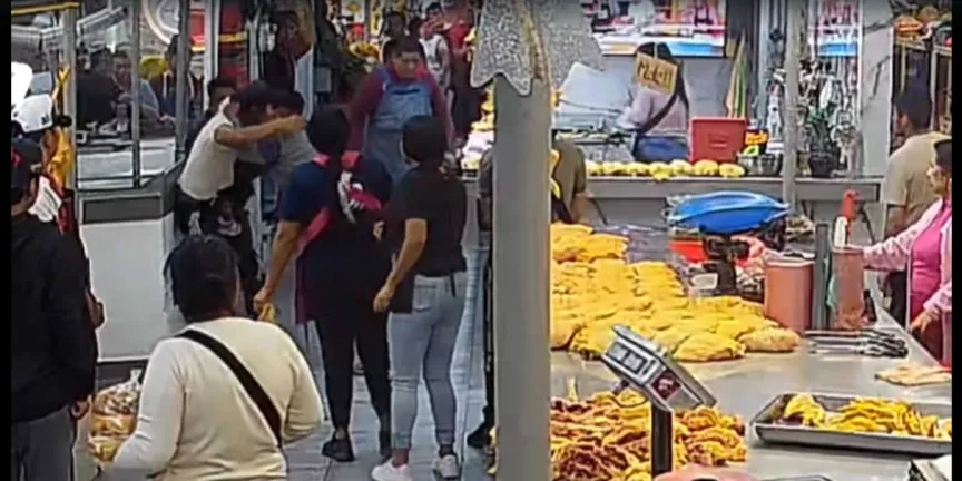 Monumental bronca en el mercado de Texmelucan 
