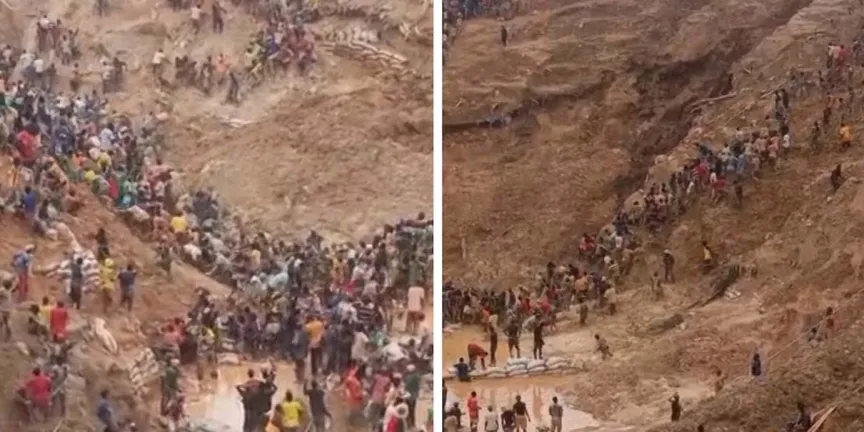 Más de 100 muertos y personas atrapadas tras derrumbe de mina de oro