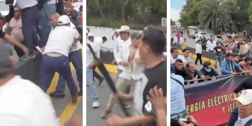 Maestros de la CNTE chocan con simpatizantes de Morena durante visita de Sheinbaum a Oaxaca. VIDEOS